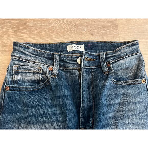 Artemis Vintage Jeans Womens 5/26 Relaxed Boot Cut Med Wash Fade Stretch Slit - Picture 3 of 8